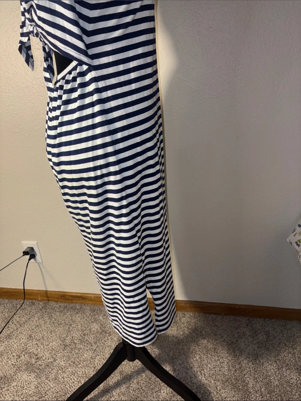 J. Crew Navy and White Striped Crewneck Tee